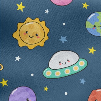 Emoticon Rocket Flying Saucer Jersey Backed Fleece