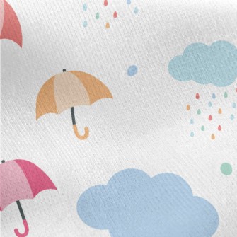 Rainbow Raindrop Umbrella Jersey Backed Fleece