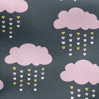Pink Clouds Love Rain Jersey Backed Fleece
