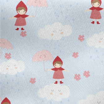 Little Girl Holding Umbrella Jersey Backed Fleece