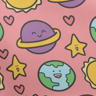 Excited Sun Smiling Planet Pongee