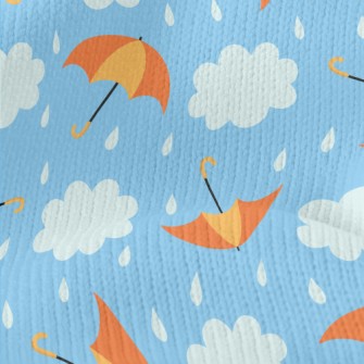 Bright Umbrella Raindrops Stretch Jersey