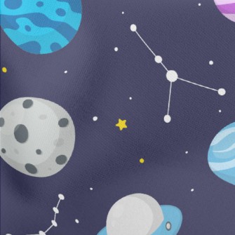 Flying Saucers And Rockets Lightweight Cotton Poplin