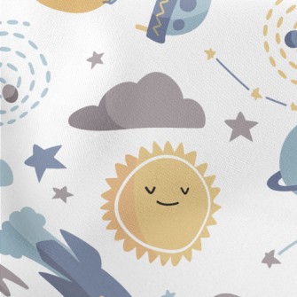 UFO And Sun Planet Lightweight Cotton Poplin