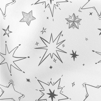 Hand Drawn Style Stars Lightweight Cotton Poplin
