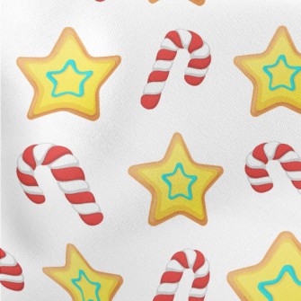 Star Cookies Candy Canes Lightweight Cotton Poplin