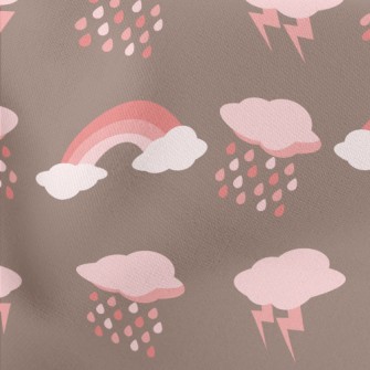 Dark Clouds Lightning Rainbow Lightweight Cotton Poplin