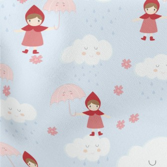 Little Girl Holding Umbrella Lightweight Cotton Poplin