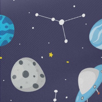 Flying Saucers And Rockets Midweight Cotton Poplin
