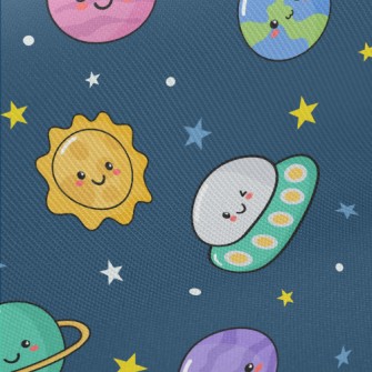 Emoticon Rocket Flying Saucer Midweight Cotton Poplin