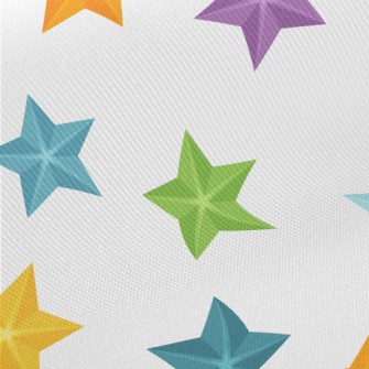 3D Colorful Stars Midweight Cotton Poplin