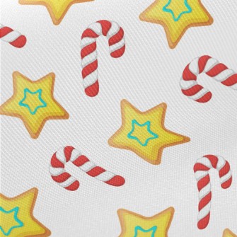 Star Cookies Candy Canes Midweight Cotton Poplin