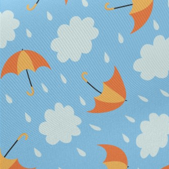 Bright Umbrella Raindrops Midweight Cotton Poplin