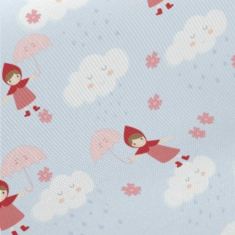 Little Girl Holding Umbrella Midweight Cotton Poplin