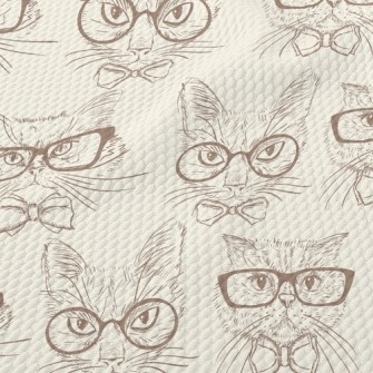 Handsome Cat Wearing Glasses Birdseye Piqué