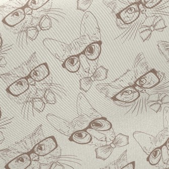 Handsome Cat Wearing Glasses Twill