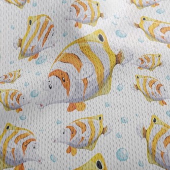 Pout Striped Fish Athletic Mesh Flat Back