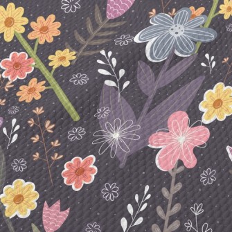 Childlike Fantasy Flowers Birdseye Piqué