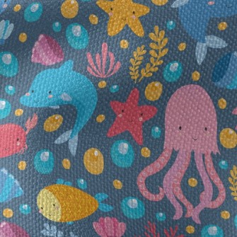 Cartoon Dolphin Jellyfish Whal Waterproof Canvas