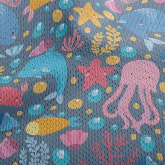 Cartoon Dolphin Jellyfish Whal Athletic Mesh Flat Back