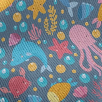 Cartoon Dolphin Jellyfish Whal Standard Corduroy