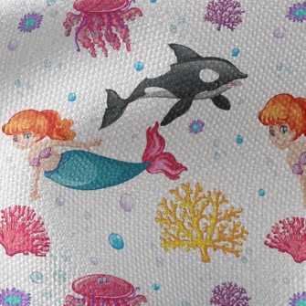 Killer Whales And Mermaids Waterproof Canvas