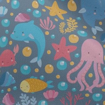Cartoon Dolphin Jellyfish Whal Chiffon