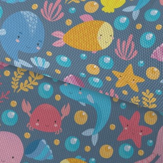 Cartoon Dolphin Jellyfish Whal Waterproof Oxford