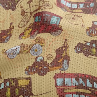 Retro Bus Vintage Car Athletic Mesh Flat Back