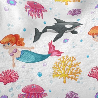Killer Whales And Mermaids Minky