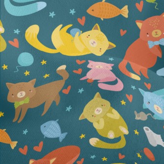 Colorful And Cute Kittens Lightweight Performance Linen