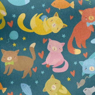Colorful And Cute Kittens Jersey Backed Fleece