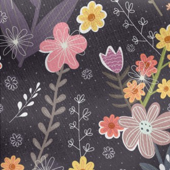 Childlike Fantasy Flowers Jersey Backed Fleece