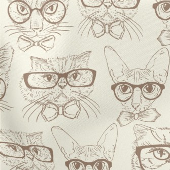 Handsome Cat Wearing Glasses Lightweight Cotton Poplin