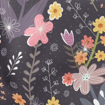 Childlike Fantasy Flowers Lightweight Cotton Poplin