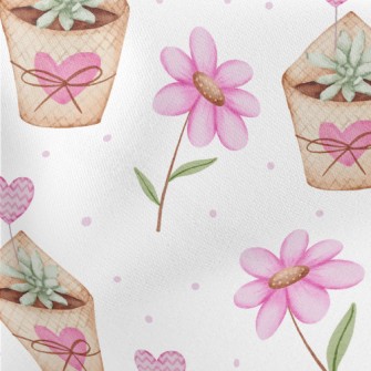 Love Succulent Potted Plant Lightweight Cotton Poplin