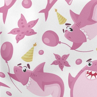 Cute Shark Family Lightweight Cotton Poplin