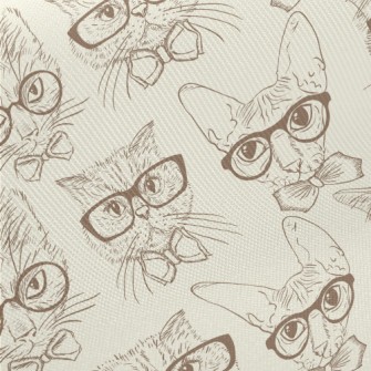 Handsome Cat Wearing Glasses Midweight Cotton Poplin