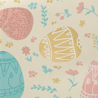 Easter Painted Eggs Midweight Cotton Poplin