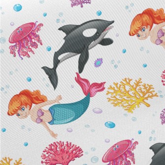 Killer Whales And Mermaids Midweight Cotton Poplin