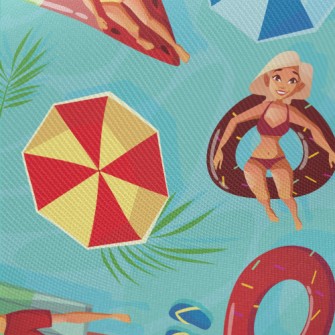 People On Vacation At Seaside Midweight Cotton Poplin