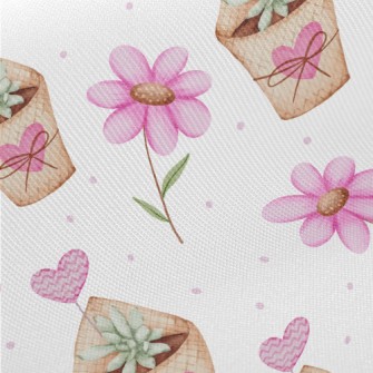 Love Succulent Potted Plant Midweight Cotton Poplin