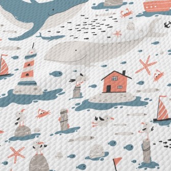 Huge Whale And Small Fish Birdseye Piqué