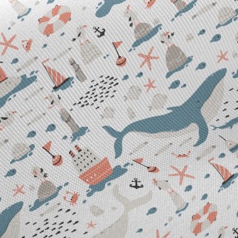 Huge Whale And Small Fish Twill