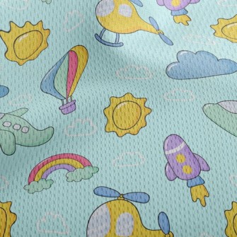 Helicopter Airplane Rocket Athletic Mesh Flat Back