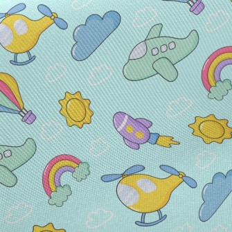 Helicopter Airplane Rocket Twill