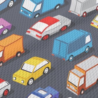 Crowded Cars On The Road Birdseye Piqué