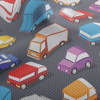 Crowded Cars On The Road Athletic Mesh Flat Back