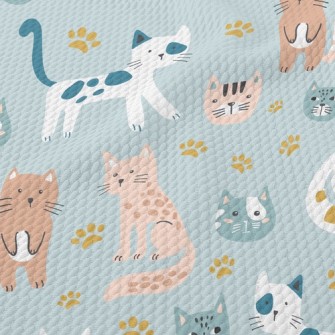 Naughty Cat With Footprints Birdseye Piqué