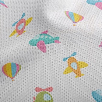 Cartoon Airplane Hot Air Ballo Athletic Mesh Flat Back